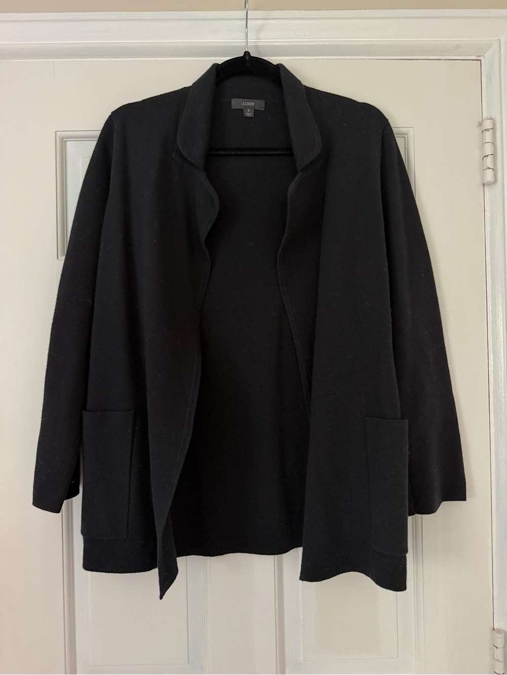 J. Crew cotton Women's Black Open-Front Knit Jacket
